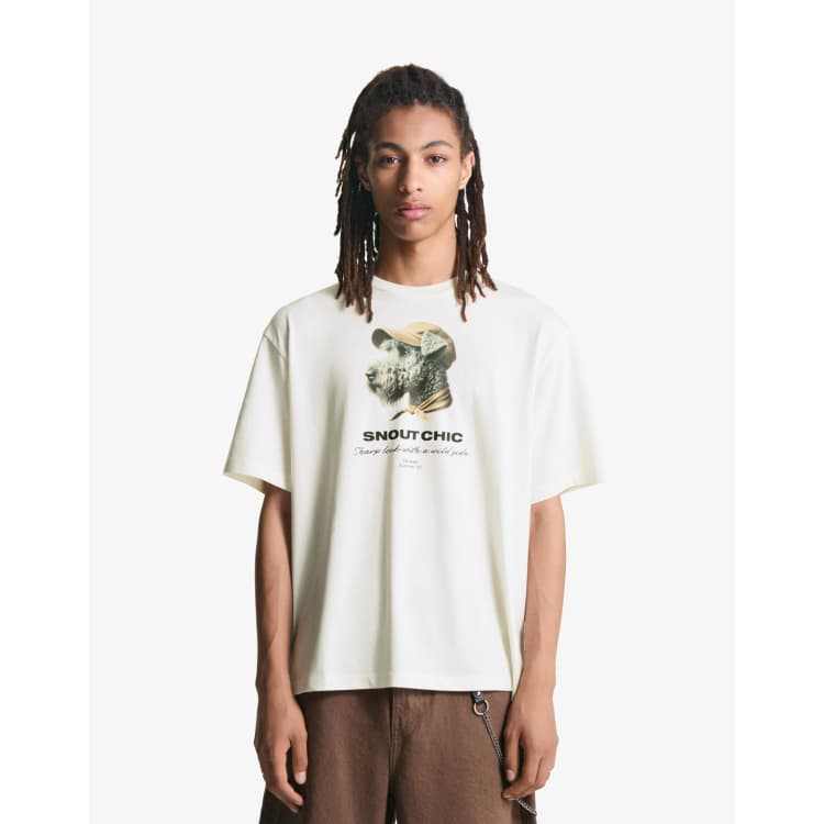 【BERSHKA】SHORT SLEEVE Tシャツ ベルシュカ Bershka Short sleeve t-shirt with print in white | ASOS