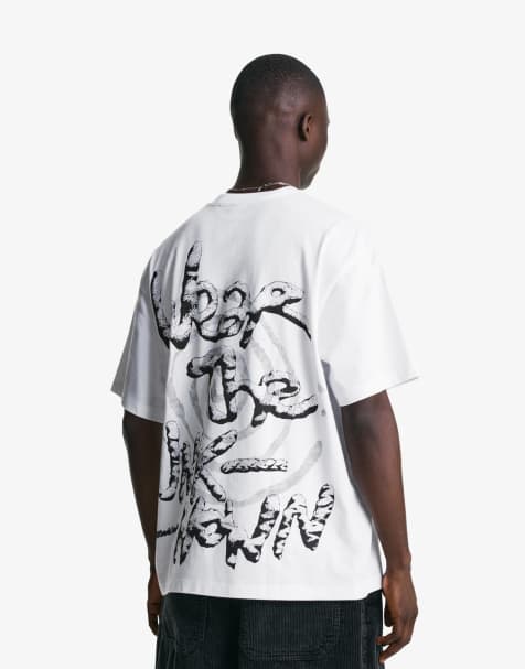 Bershka Short sleeve t-shirt with print in white