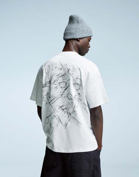 Bershka Short sleeve t-shirt with print in white