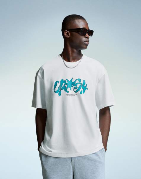 Bershka Short sleeve t-shirt with print in white - view 1