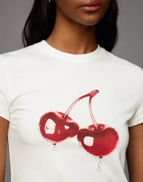 Bershka Short sleeve t-shirt with print in white - view 1