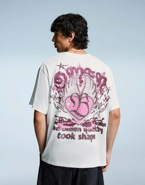 Bershka Short sleeve t-shirt with print in white - view 1