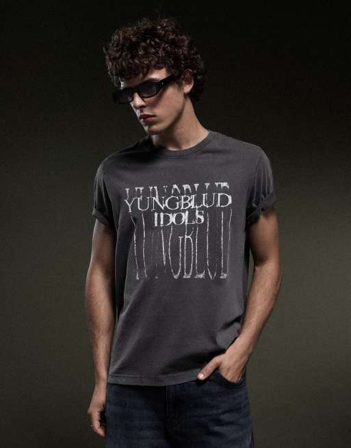 Bershka Short sleeve yungblud print t-shirt in black, 2 of 5