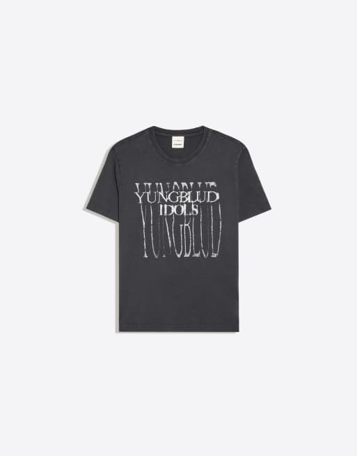 Bershka Short sleeve yungblud print t-shirt in black, 5 of 5