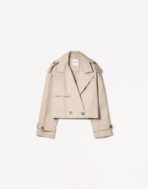 Bershka short trench jacket in beige - view 1