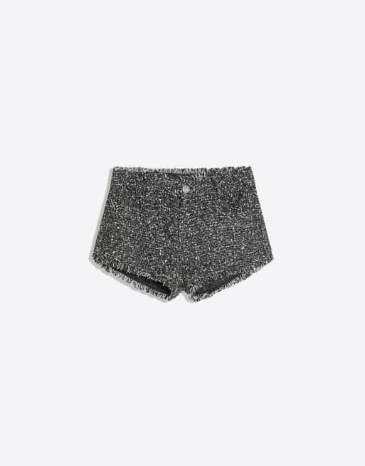 Bershka shorts i struktureret stof i sort, 5 af 5