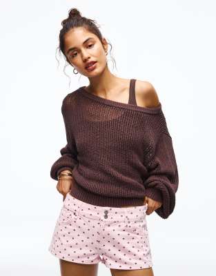 Bershka - Shorts in Rosa mit Polka Dots