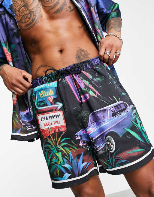 Bershka – Shorts in Schwarz mit Motel-Aufdruck, Kombiteil, 3 von 4
