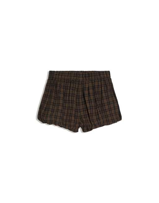 Bershka shorts mini balloon a quadri marroni, 3 di 3
