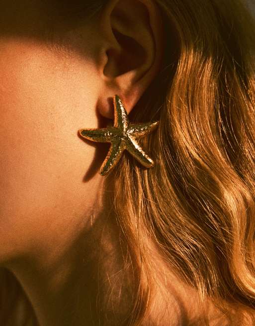 Bershka – Signature Edition – Seestern-Ohrringe in Gold