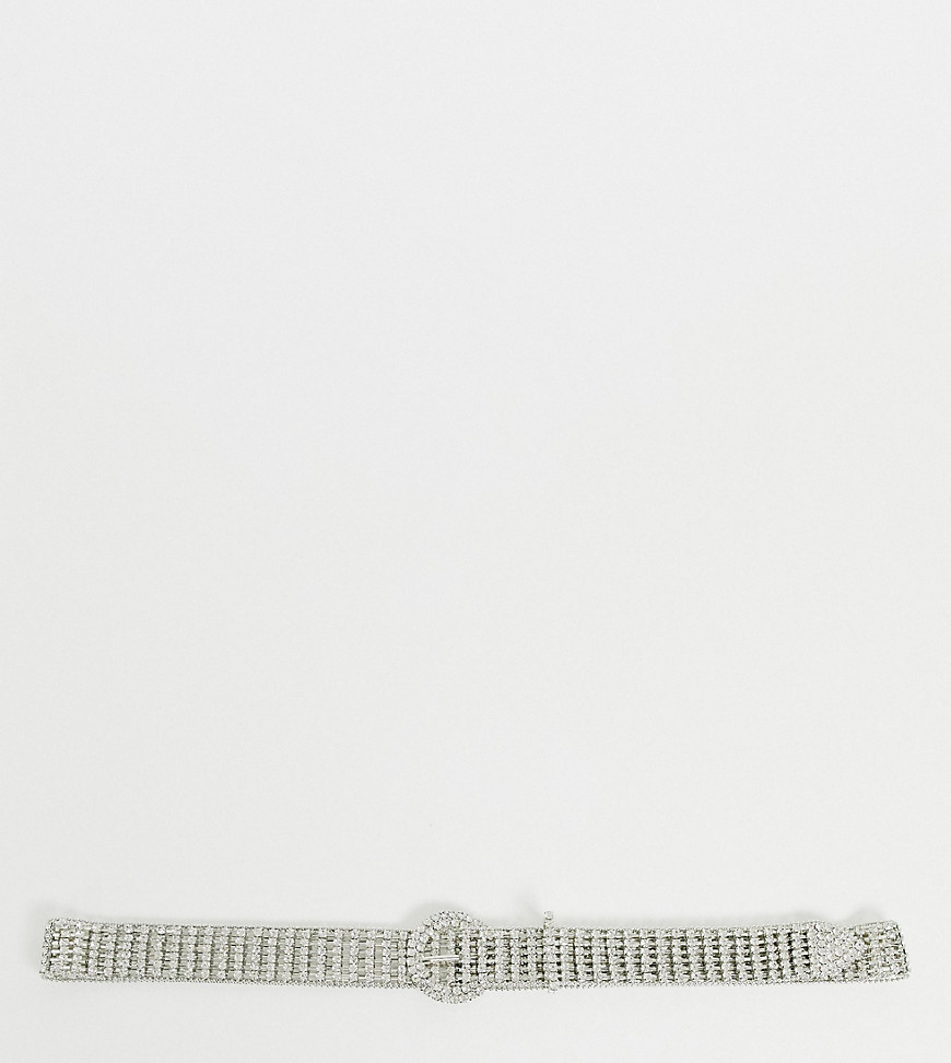 Bershka – Silverfärgad skärp med heltäckande strass