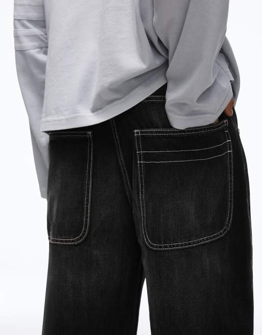 Bershka skate jeans i svart, 3 av 5