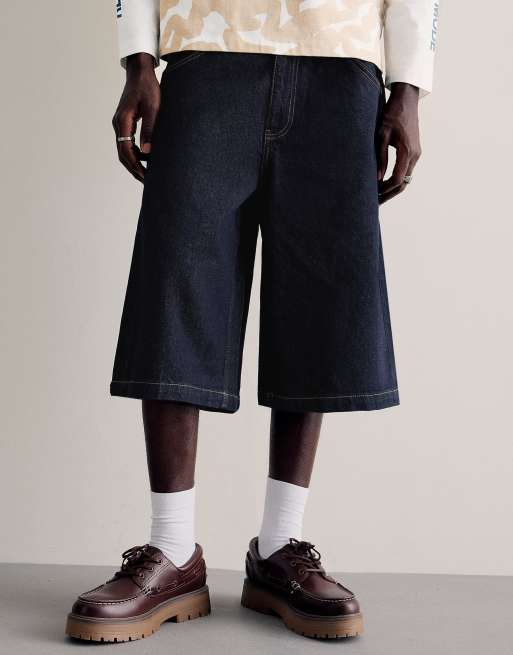 Bershka – Skater-Bermudashorts aus Denim in Blau mit Stickerei, 3 von 4