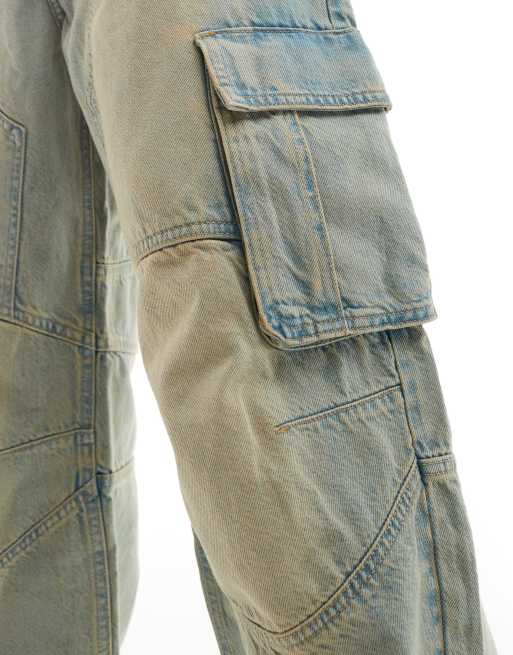 Bershka skater denim cargo jeans in blue | ASOS