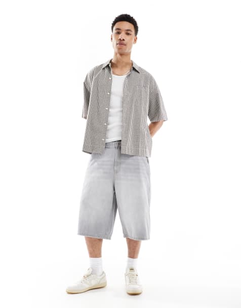Bershka skater fit denim short in grey - view 1