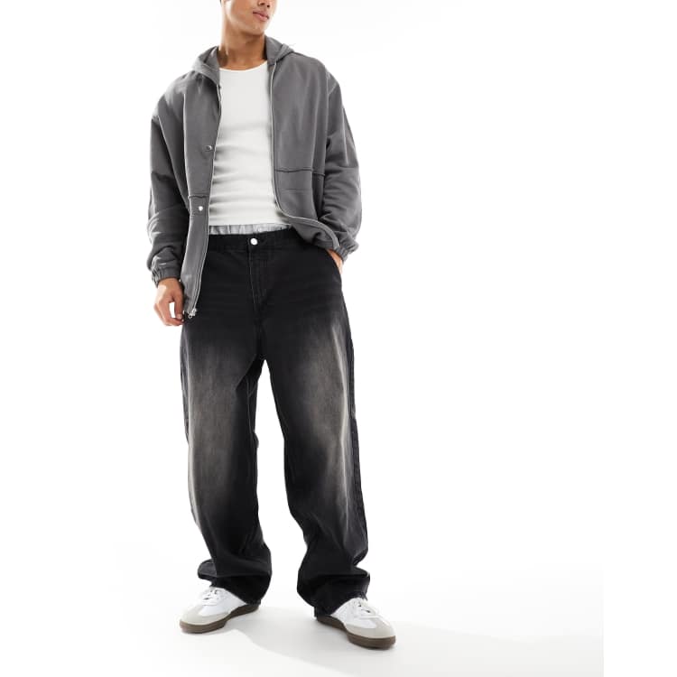Bershka skater fit jean in faded black | ASOS