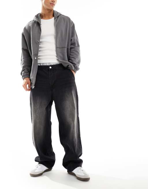 Bershka skater fit jeans in faded black