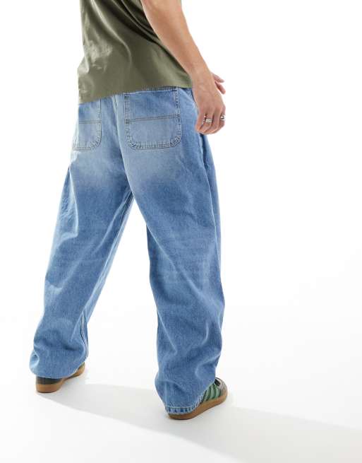 パンツ Light Blue Holes Skater Jeans 42size Bershka skater fit jeans in light washed blue | ASOS