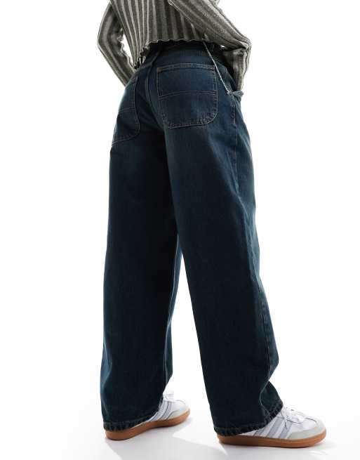 Bershka skater jeans in green blue dirty wash | ASOS