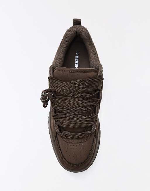 Bershka - Skater sneakers met dikke zool in bruin, 4 van 7