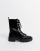 Bershka ski hook cleated sole boots in black