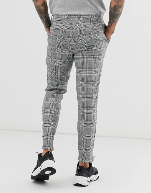 Skinny cropped hot sale checked trousers