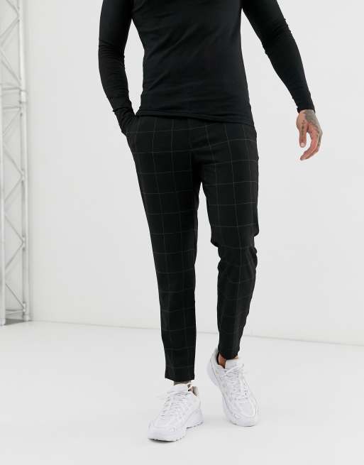 Bershka Cropped Trousers in Black for Men