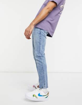 bershka slim fit jeans in light blue