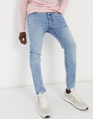 bershka jeans slim fit light blue