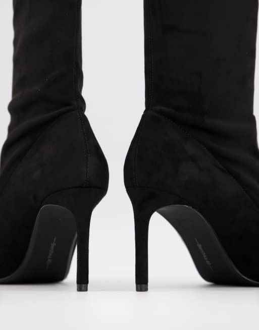 Bershka skinny heel sock boot in black, 3 of 4