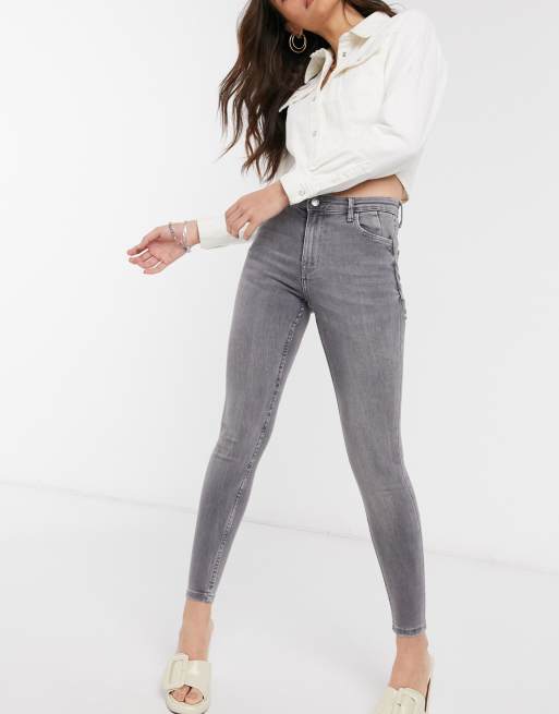 Bershka skinny high waist jean in gray