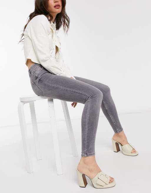 Bershka skinny high waist jean in gray | ASOS