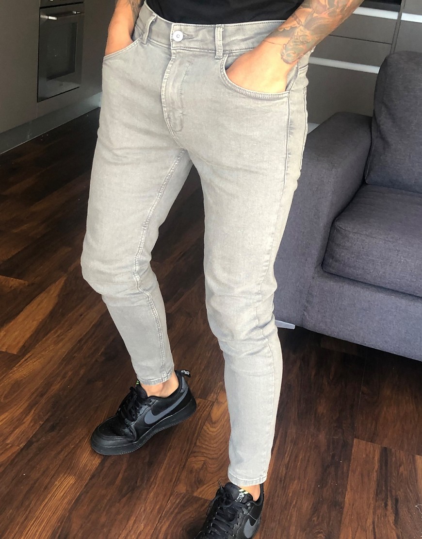 Bershka - Skinny jeans in grijze wassing-Grijs