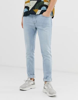 bershka slim fit jeans in light blue