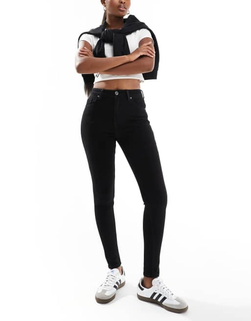 Bershka - Skinny jeans met extra hoge taille in zwart