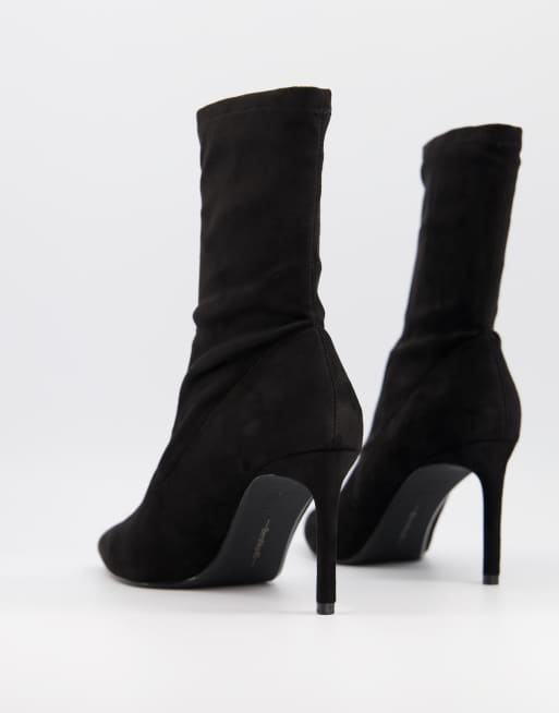 Bershka - Skinny sock boots met hak in zwart, 2 van 4