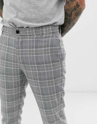 grey checkered skinny trousers