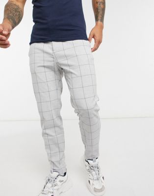 Bershka skinny trousers in grey check (21478164)