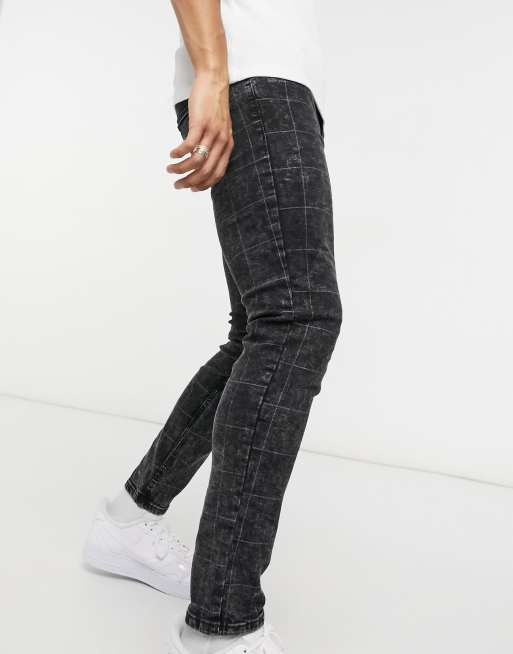 Bershka - Skræddersyede skinny fit bukser i lysegrå tern, 4 af 4