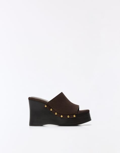 Bershka - Sleehakken met studs in bruin - view 1