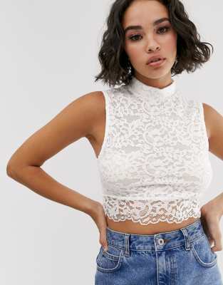 asos white lace top