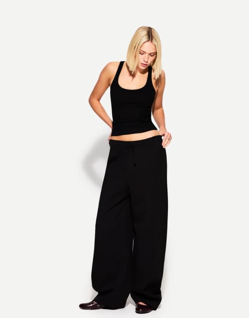 Bershka sleeveless ribbed t-shirt in black
