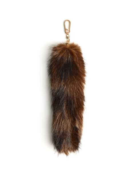 Bershka - Sleutelhanger van imitatiebont in bruin - view 1