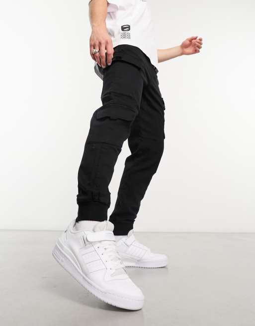 Bershka straight leg cargo pants in black, ASOS