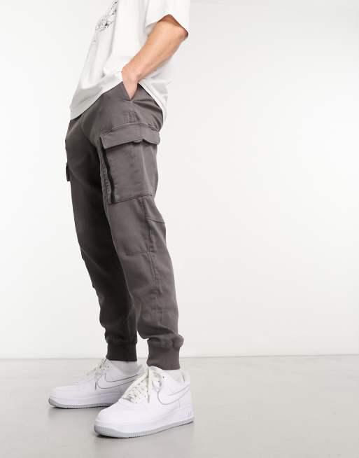 Bershka slim cargo sweatpants in gray