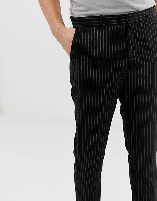 Bershka Cropped Trousers in Black for Men