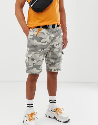 gray camo cargo shorts