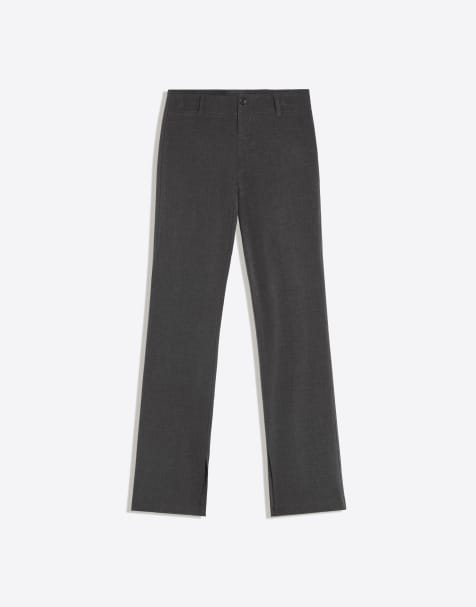 Bershka Slim-Fit-Hose mit niedriger Leibhöhe in Hellgrau - view 1