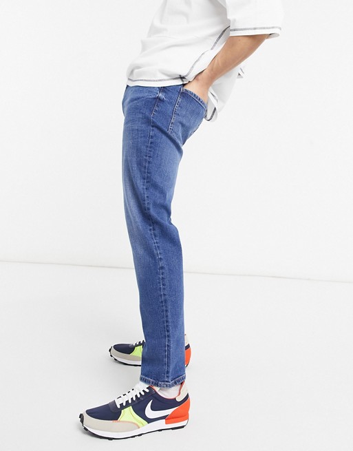 Bershka slim fit jeans in dark blue