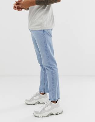 bershka slim fit jeans in light blue